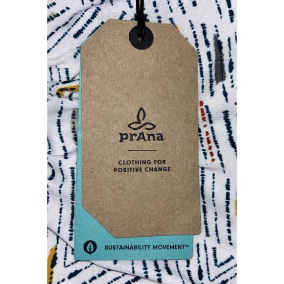 NEW PrAna Skypath Dress XL White w/Multicolor Pattern Knit Sleeveless Shelf Bra - Picture 10 of 13